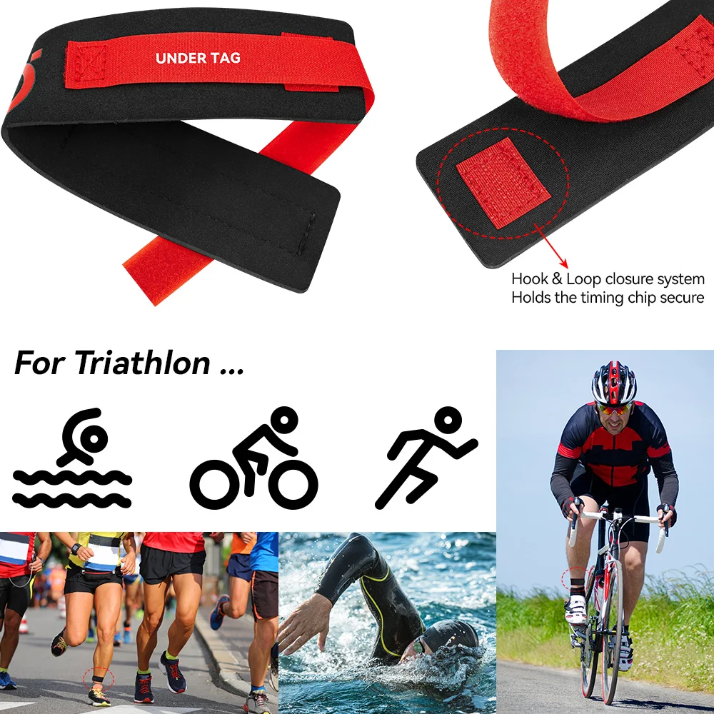 Good Catch Waterproof Soft Neoprene Protector Triathlon Timing Chip Strap Lightweight Broad Comfortable Transponder Ankle Band