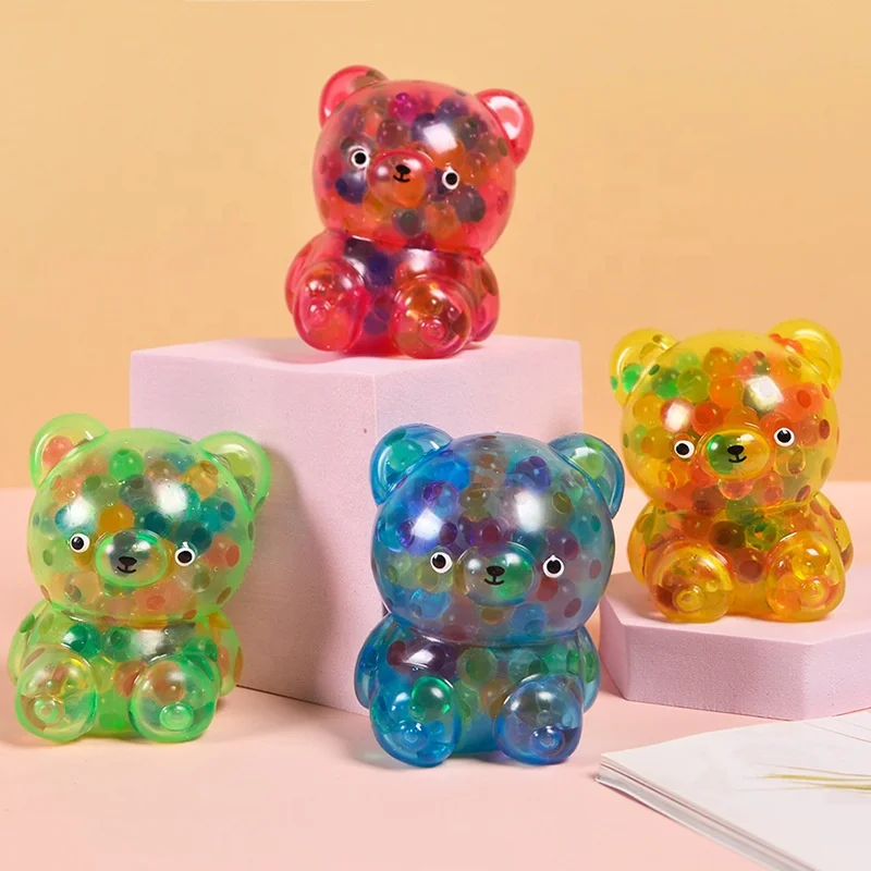 Jouets en TPR à presser, ours, balles sensorielles avec billes d'eau, jouet pour enfants, cadeau de fête