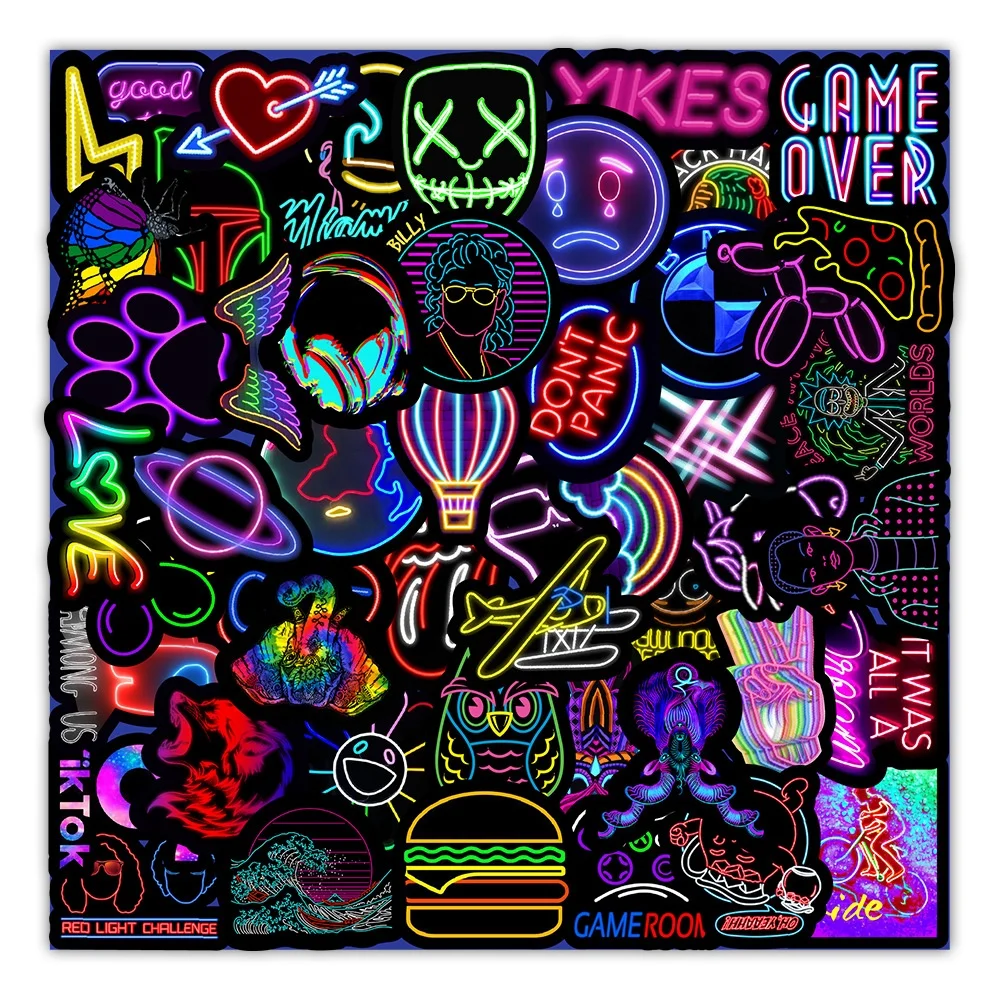 150 Autocollants Graffiti Néon - Vinyle Imperméable, 3 Styles, Pour Ordinateur, Skate, Valise...