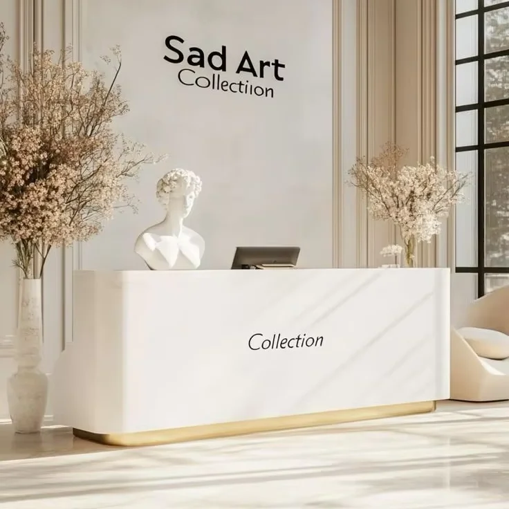 Customized U-Shaped Modern Reception Desk for Beauty Nail Salon Wood Front Counter with Logo