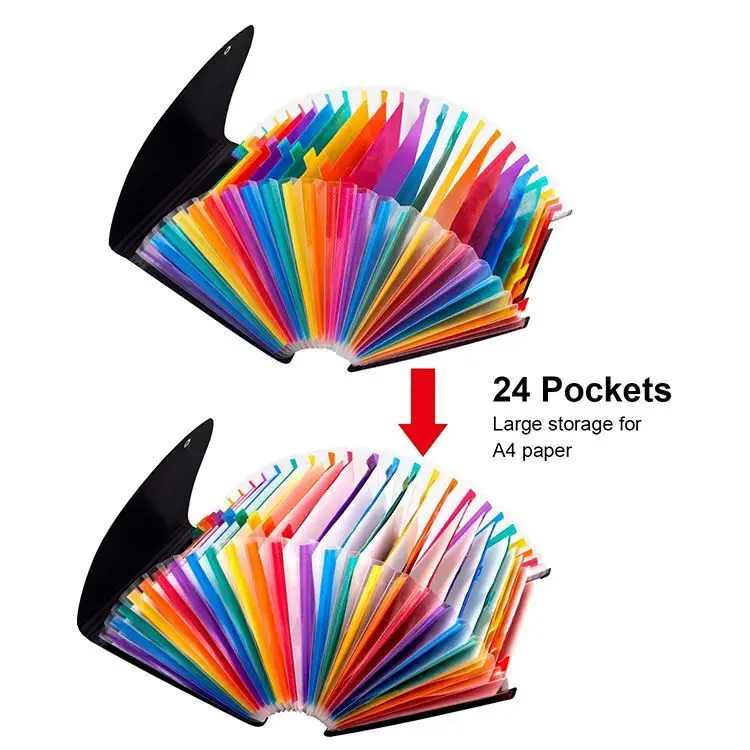 24 Pockets Accordion File Organizer Expanding File Folder With Sticky Labels