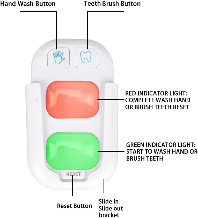 Timer Green/red Indicator Light 2 Minutes Toothbrush Kids Trining Timer Switch with Hook and Loop Tape