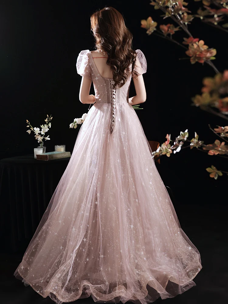 romantic bridesmaid dress Empire Waist Tulle One Shoulder Bowknot A-Line Bridesmaid Dress