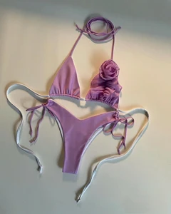 Hot Sexy Miniature Strappy Swimsuit Custom Seamless Bikinis 3D Flower Bathing Suit Women