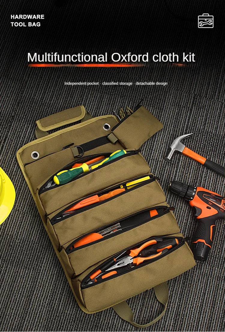 Portable Customized Multi-Pocket Tool Bag Craftsman Kit Storage Electrician Tool Roll Bag