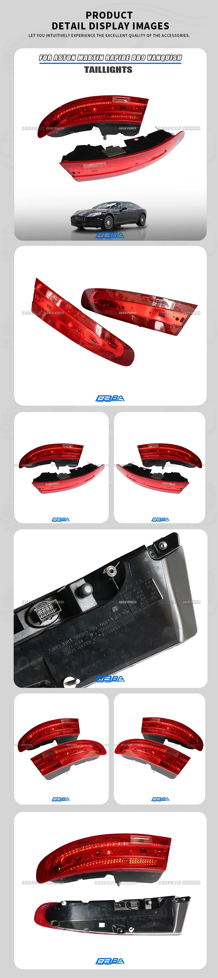Car Parts OEM Plastic LED Tail Lights For Aston Martin Rapide DBS DB9 Vantage OE 4G43-37-11458 4G43-37-11459 Tail light assembly manufacture