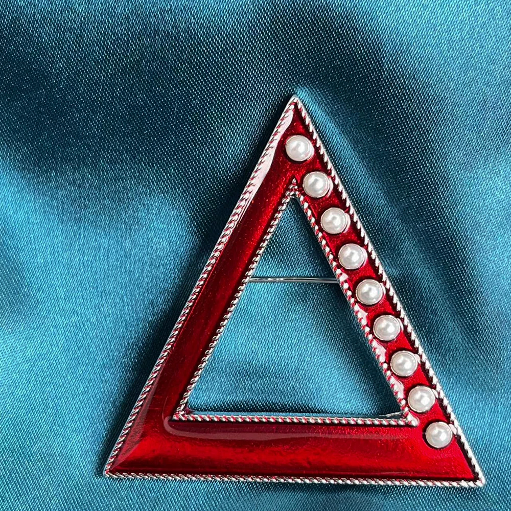 Custom Sorority Delta Sigma Charity Design Brooches Red Dst Triangle