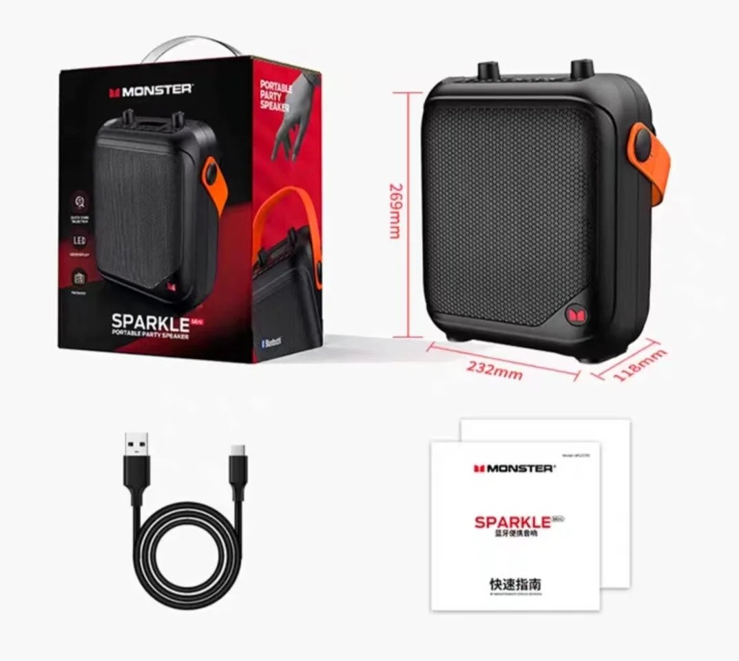 Monster Sparkle Mini 4'' Woofer Portable Karaoke Speaker