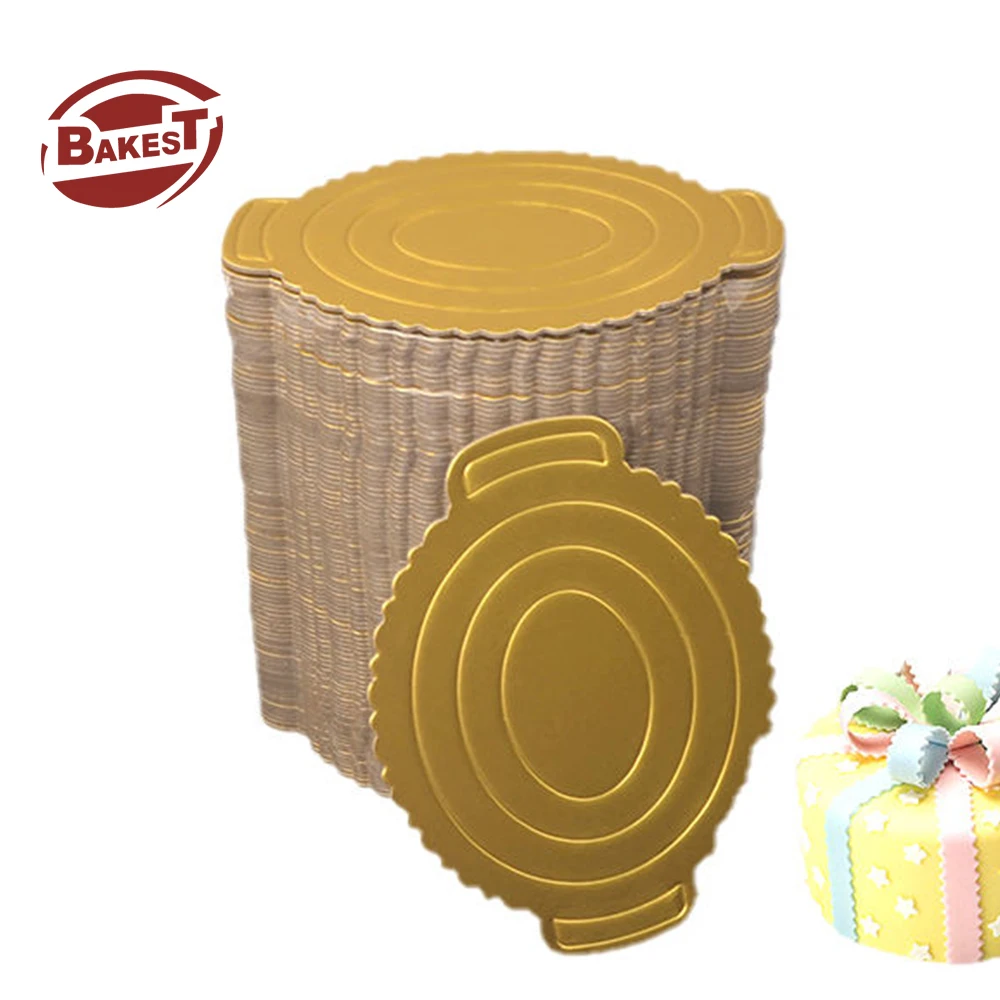 Bakest Golden Oval Egg Mousse Cake Board Pad Paper Base Plate Cake Golden Paper Tray