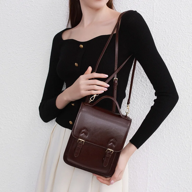 Factory Supply Wholesale Fashion Design School Bag Leather for Female Back Pack Bag Cow Leather Women’s Mini Backpacks Bag