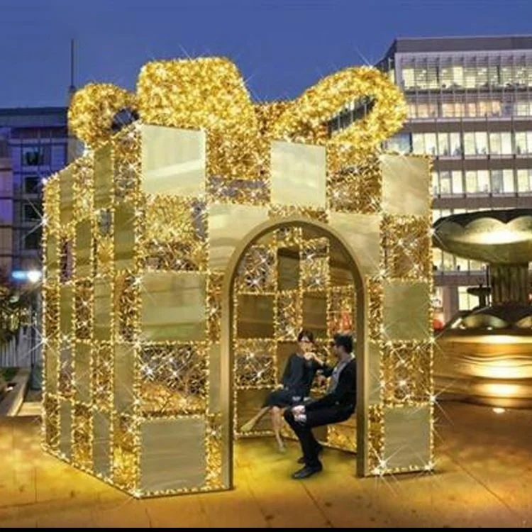 
 Подгонянный акриловый поперек улицы гигантский декоративный 3d СИД Рождественская Подарочная коробка мотив свет  