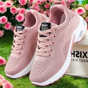 Women's Customizable Soft Sole Running & Walking Shoes Factory Wholesale Fly Woven Breathable Sneakers for Spring Autumn Seasons