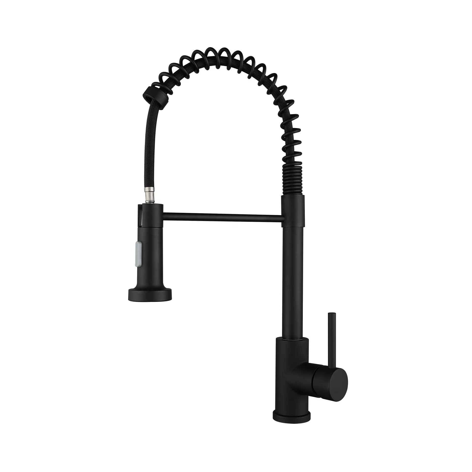 Spring Pull-out Rotatable Splash-Proof Stainless Steel Modern Simple Kitchen Island Faucet Blackened Finish Cold Hot Water Sink