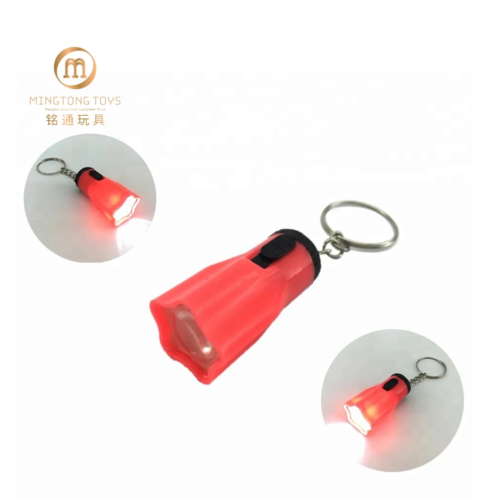 Детский пластиковый мини светодиодный фонарик брелок с кнопкой