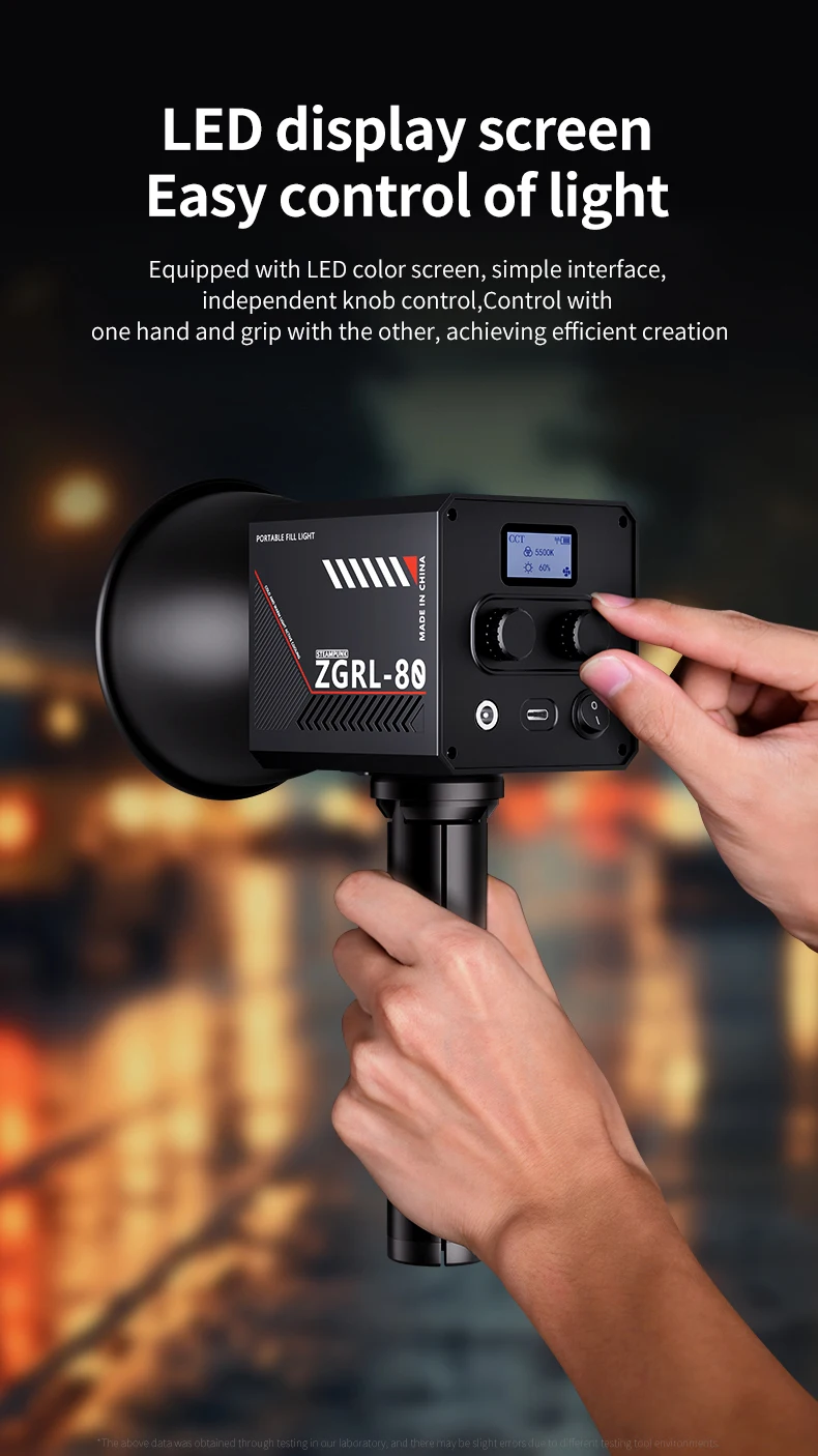 Jingying 80W COB Photography Studio 2500-6500K Battery Powered Handheld Portable LED Video Light for Video Live Streaming