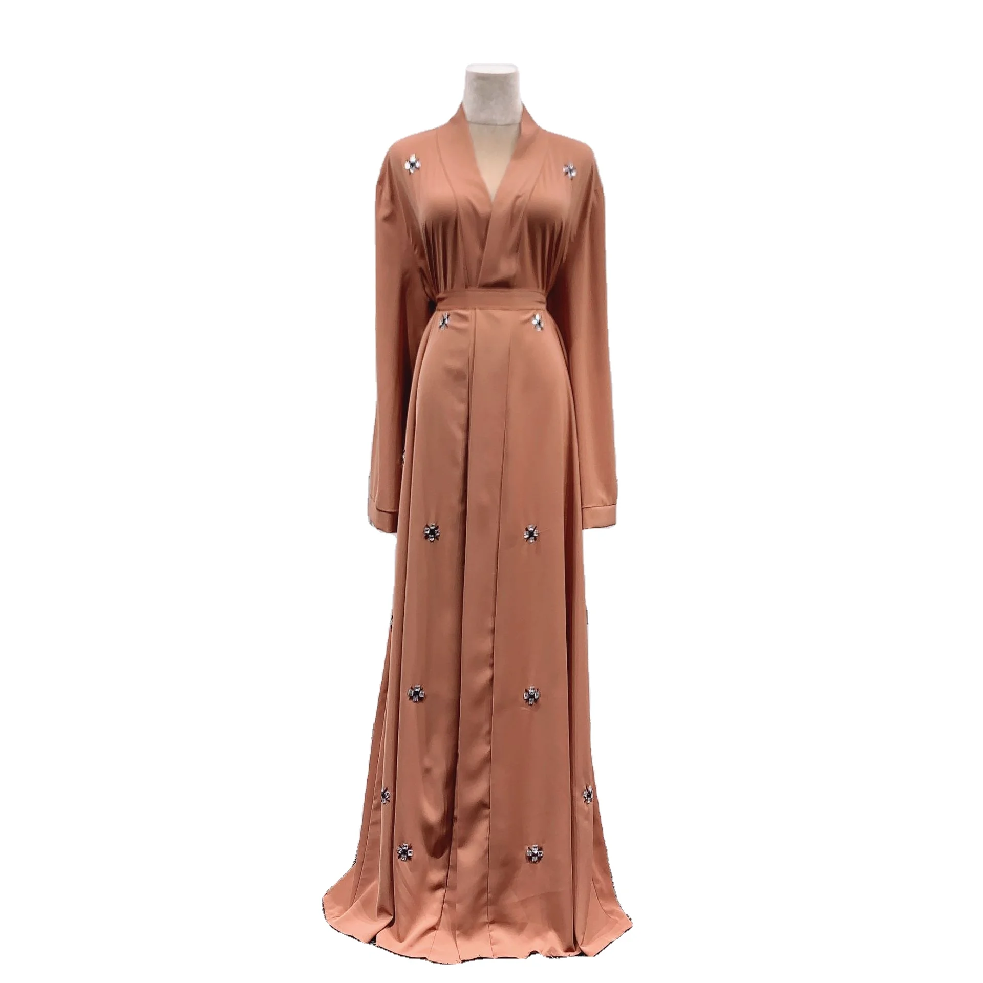 Modest Abaya Muslim Dress Fashion Beaded Middle Eastern Cardigan Open Abaya for Muslim Women