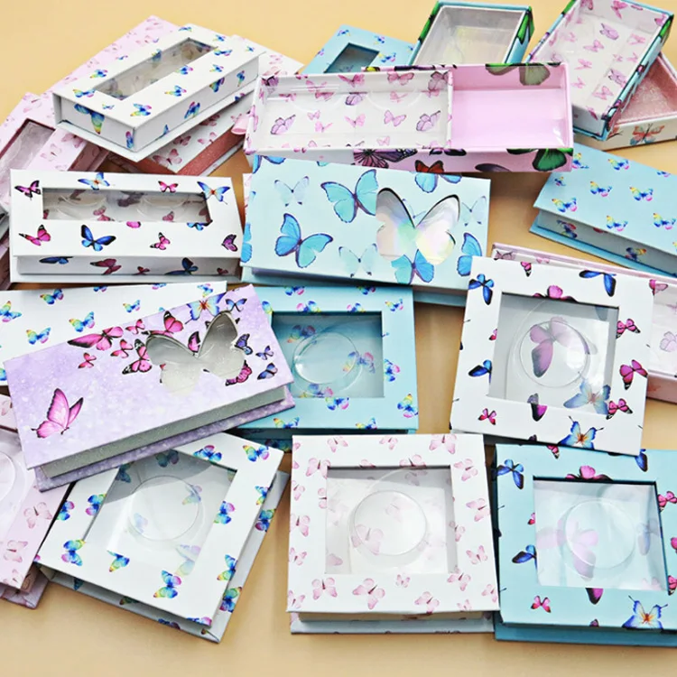 Custom Lashbox Container Empty Lashesbox Butterfly 25mm Strip Lash Case  Eco Friendly Eyelash Packaging Box
