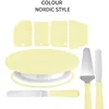 Ensemble de plateau tournant à gâteau 8 pièces [Jaune - Emballage en boîte de couleur]
