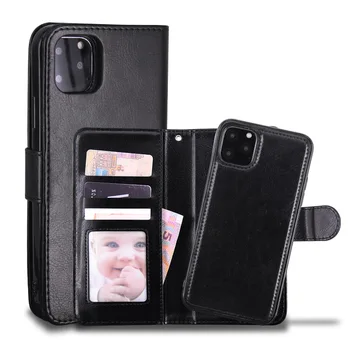 Customized Logo Cell Phone Case Leather Wallet Magnetic 2 in1 Detachable Cover Cases For iPhone 11 12 13 Pro Max