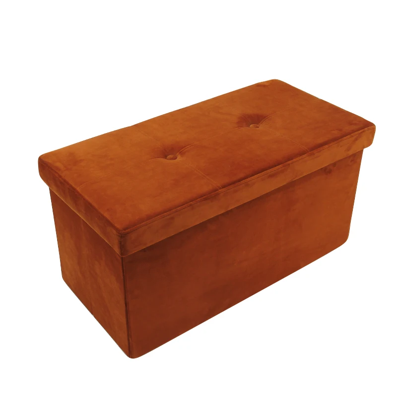 Customized Popular Long Bench Button Design Colourful Folding Storage Sleeper Ottoman Bench