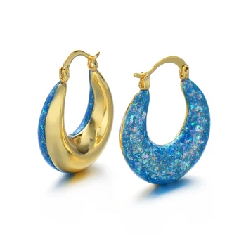 18k gold plated earrings Copper jewelry accessories hoop earrings jewelry for women The arch shape fashion jewelry earrings