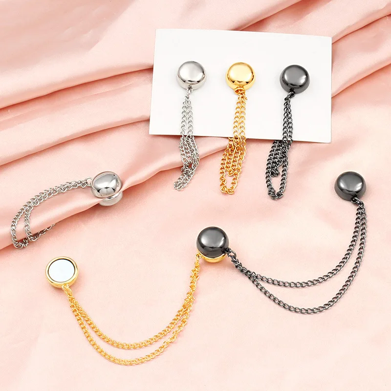 Strong Metal Magnetic Snaps Hijab Magnet Pins Clip Button With Metal Chain