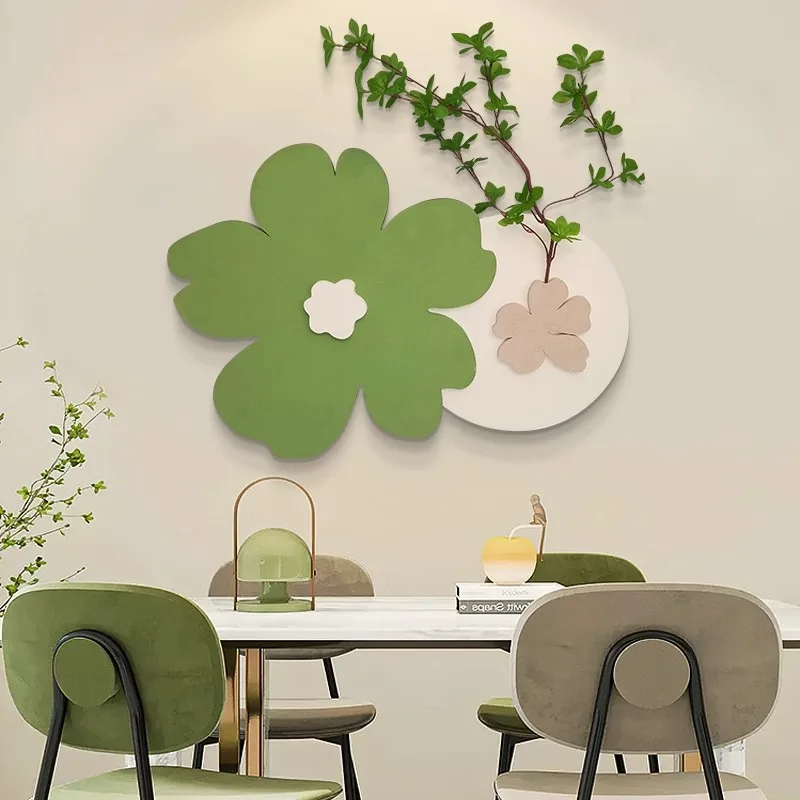 Green Monstera Wall DecorTextured Circular Backdrop Minimalist Wabi Sabi Plant Art Neutral Beige Living Room Kitchen Home Decor