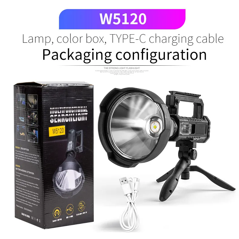 90000 Lumen Rechargeable Spotlight Torch Light with Power