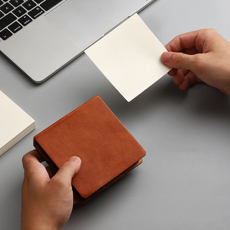 Factory Supply Creative Leather Box Pad With Custom Logo Business Office Notepad Sticky Notes Clipboard