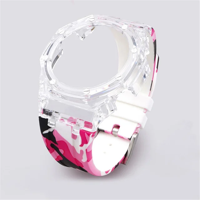 Rubber Strap for Casio G-Shock GA-100/110/120/200 GD-110/120 GAX-100 GLS-100 Men Transparent Case Watch Band Refit Accessories