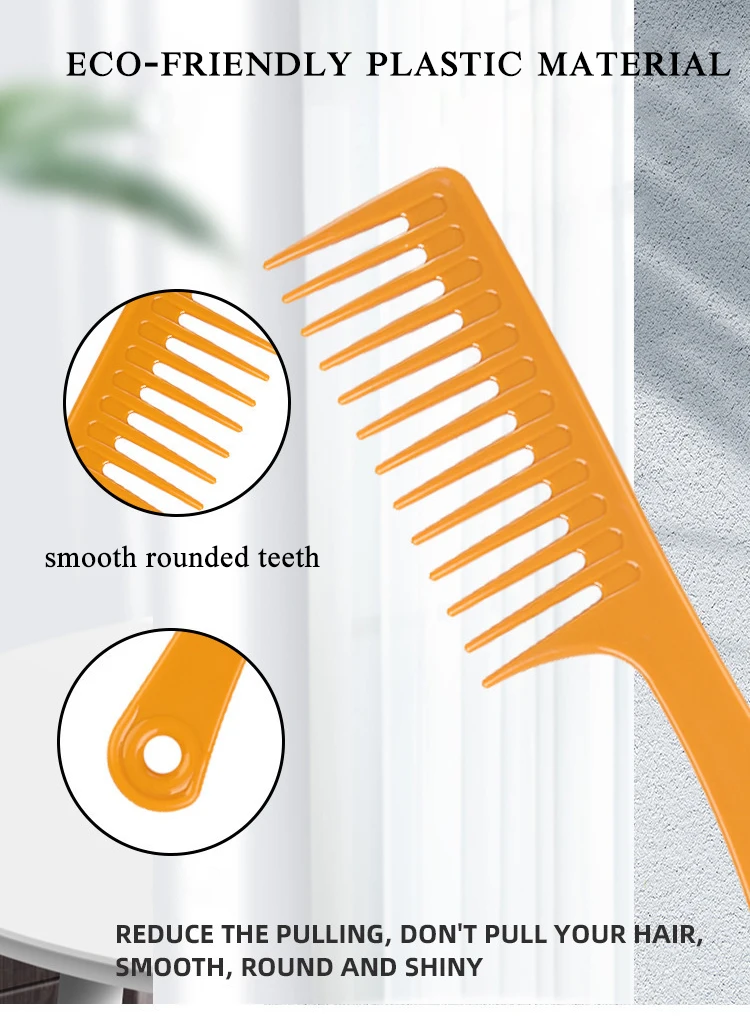 Factory Wholesale Plastic Wide Tooth Comb Home Hairdressing Comb High Quality Curly Hair Detangling Comb