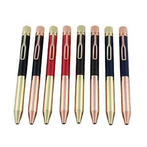 Premium Gift Luxury Elegant Rose Gold Twist Black Custom Logo Metal Ballpoint Pens