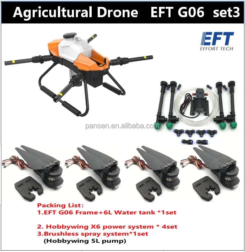 EFT G06 V2.0 Agricultural Spray Drone Frame Four axis 6L 6KG Wheelbase  Foldable UAV and spray system and with X6 power system