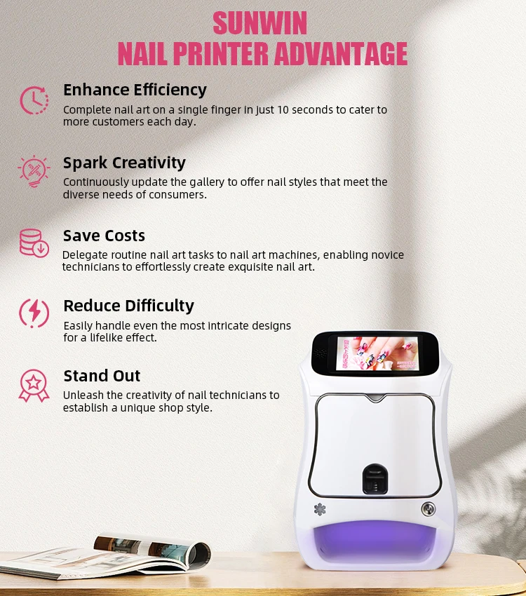Operating Easily Nail Printer DIY Pattern Nails Printing 3d Digital Manicure Nail Art Photo Drawing Machine for Sale