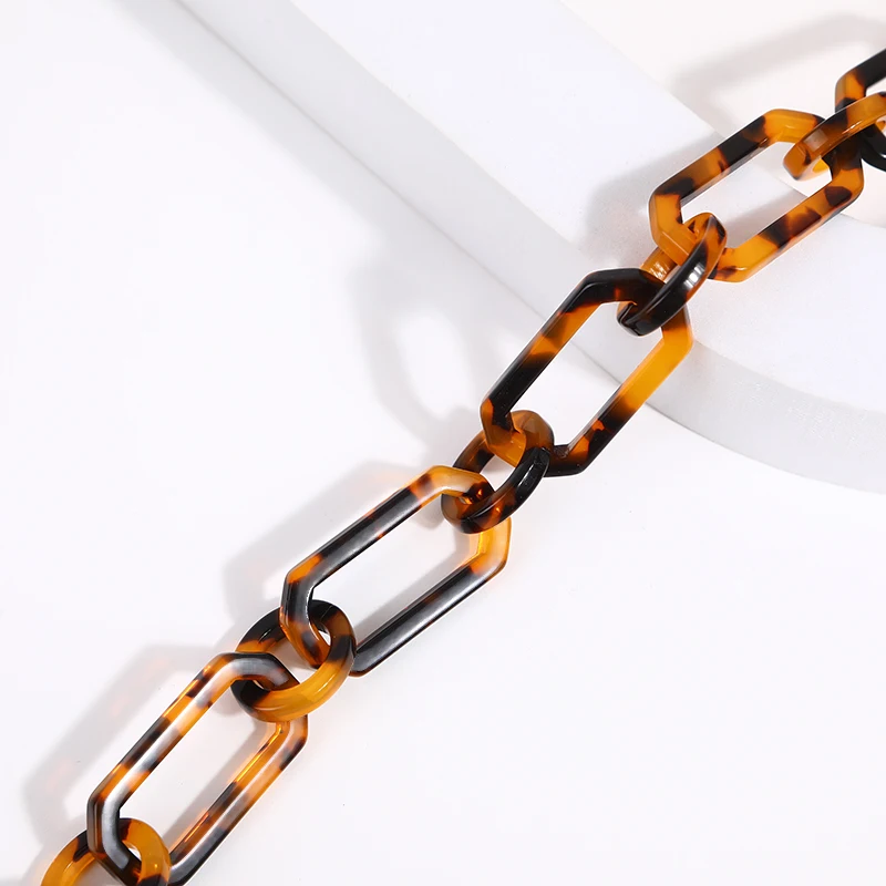 Newest Design Fashion Statement Cellulose Acetate Acrylic Chain Necklace Jewelry Acrylic Resin Plastic Necklace Jewelry