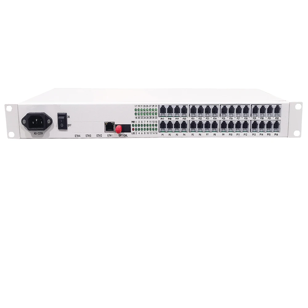 PCM multiplexer 32 channel telephone mux + 1 Ethernet over fiber with rj11