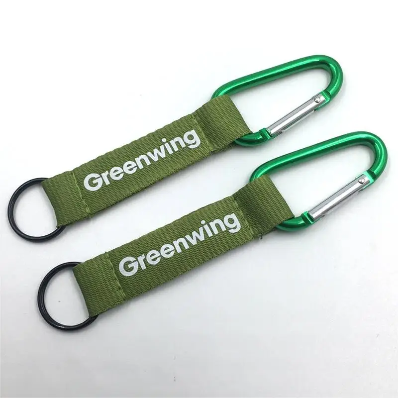 Promotional Terylene Webbing Aluminum D Shape Small Carabiner Clip Hook Carabiner Keychain Custom Logo Key Strap
