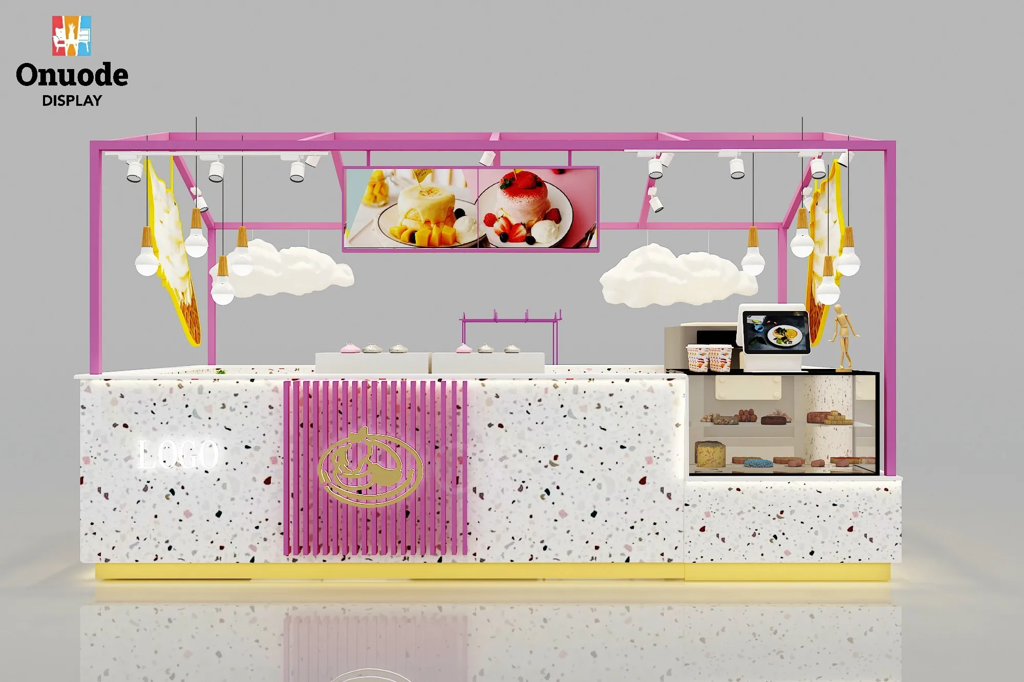 Premium Design Food Ice Cream Display Counter Premium Showcases for Cake Display Cabinet for Mall Kiosk Ice Cream Kiosk