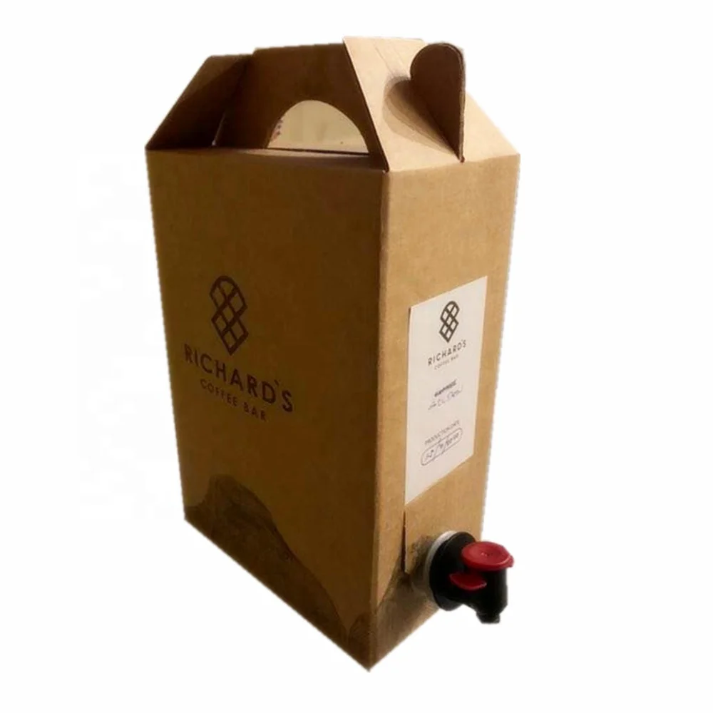 Bag in Box Beverage Carry Cardboard 3L 96oz Brown