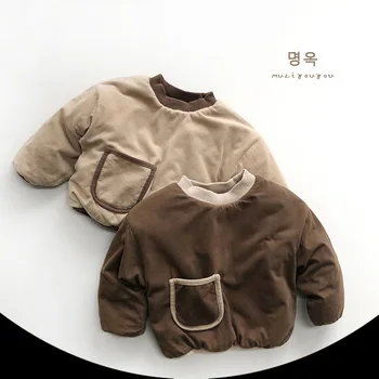 Winter Soft Cozy Baby Boys Girls Cotton Quilted Doll Shirt Children's Thickened Warm Versatile Top Korean Style Baby Tops