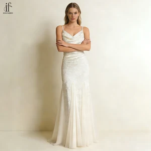 Custom Clothing Brand Beige Sexy Backless Evening Dress Sleeveless Hip Wrap Ruffles Casual Natural Waist