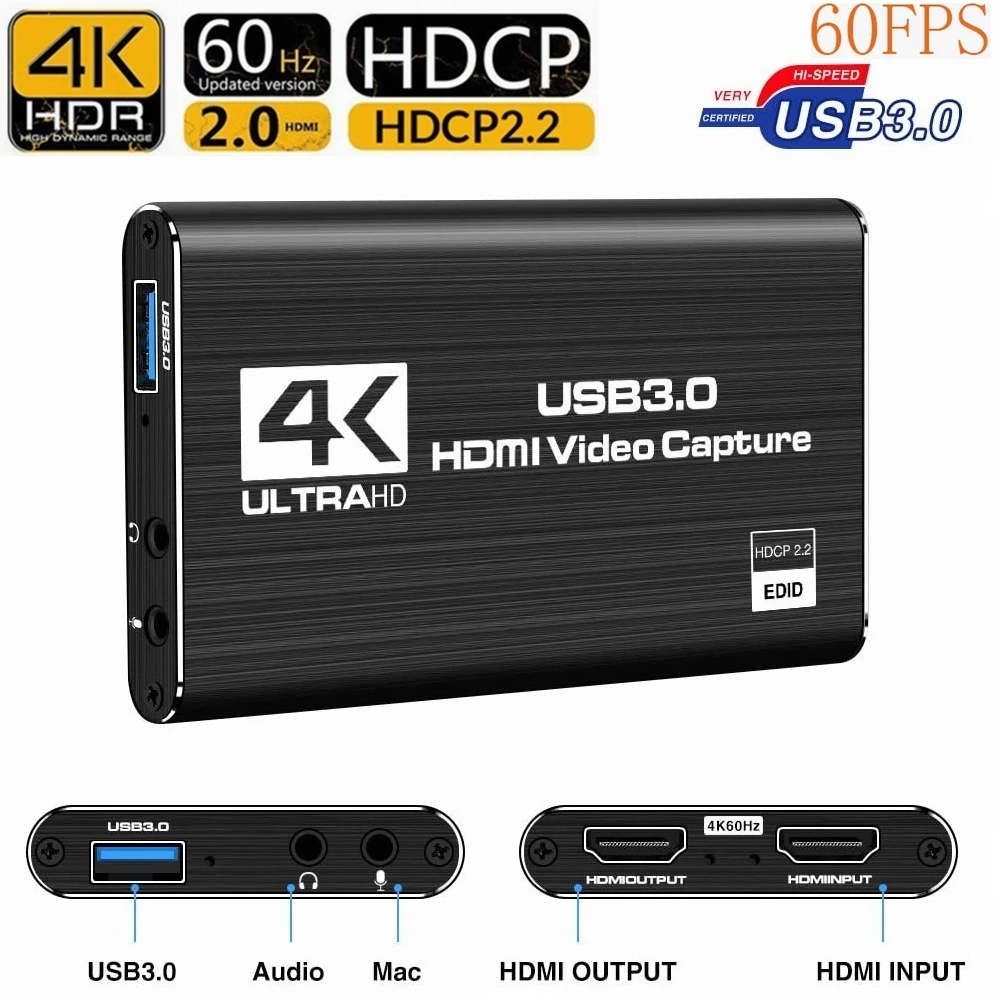Usb 3 0 4k 60hz 1080p 60fps Hd Video Game Capture Card Video Converter Hdmi Output Live Streaming For Xbox Ps4 Mac Plug And Play View Usb 3 0 Video Capture Card Oem Product