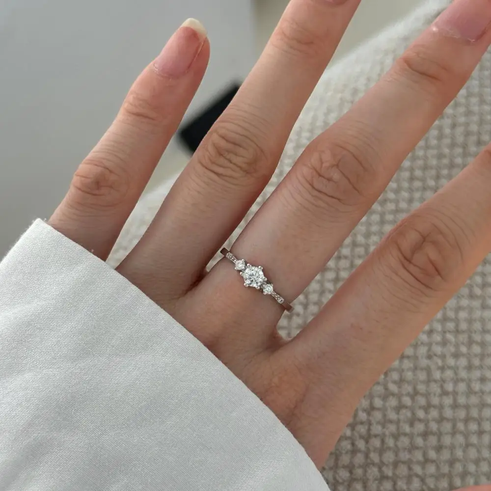 KAKODIY Fashionable Adjustable Snowflake Zircon Ring Women Wedding Engagement 925 Sterling Silver Ring detail 5