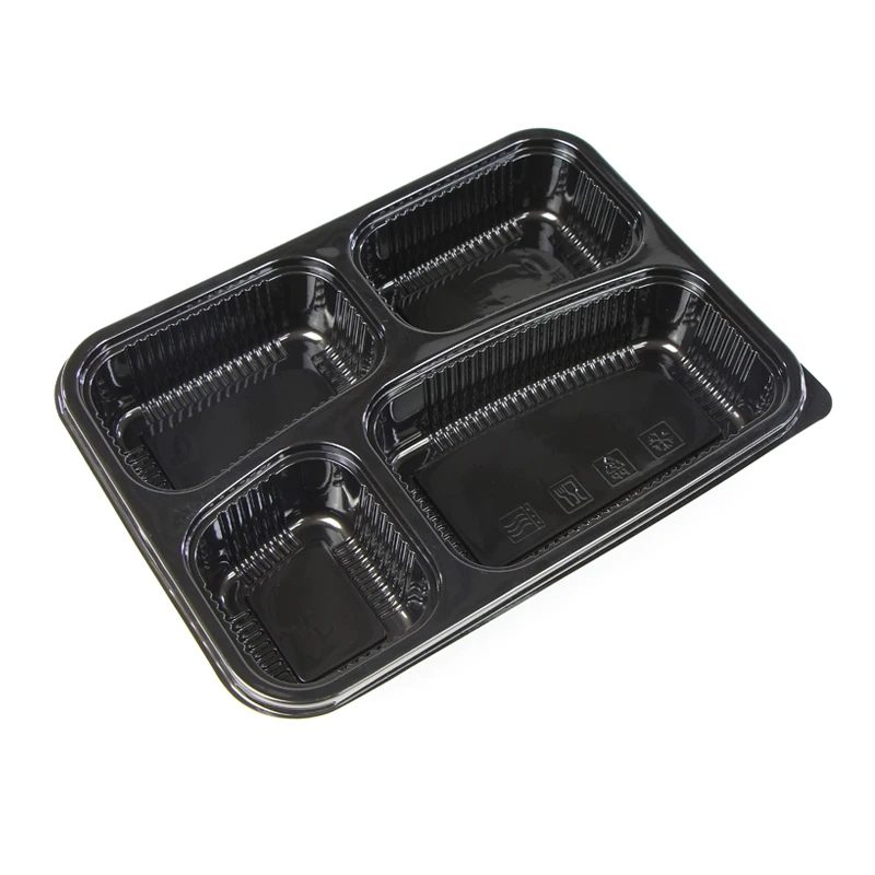 Mdhand Disposable Bento Box 20pcs Compartment with Lid Food Container Lunch Box, Black