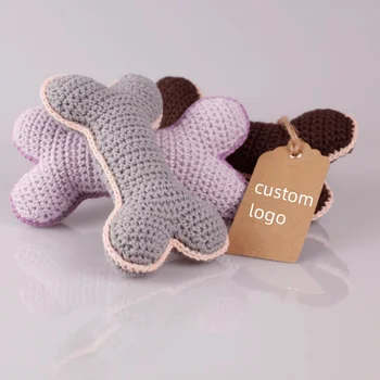 手作り犬の骨ニットかぎ針編みぬいぐるみ犬の骨あみぐるみ