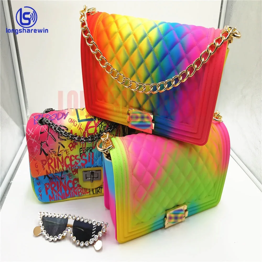 Clear Acrylic Jelly Bag Graffiti Candy Color Handbag Trapezoid Box  Transparent Crossbody Bag with Handle (Red) : Clothing, Shoes & Jewelry 