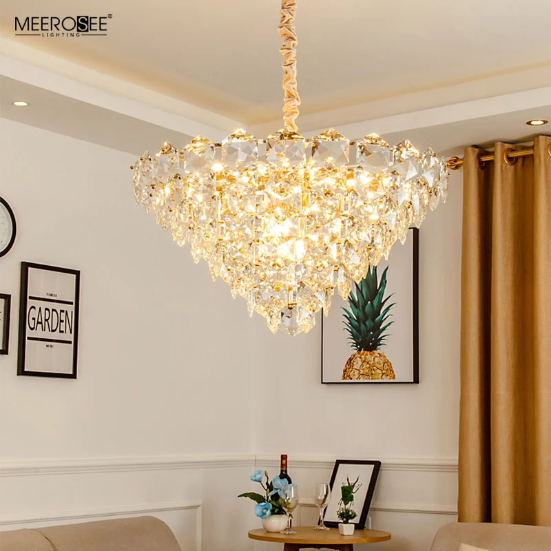 MEEROSEE Hexagram K9 Crystal Pendant Light Modern Chandelier Chandeliers Lamparas Chandeliers & Pendant Lights for Home MD86801