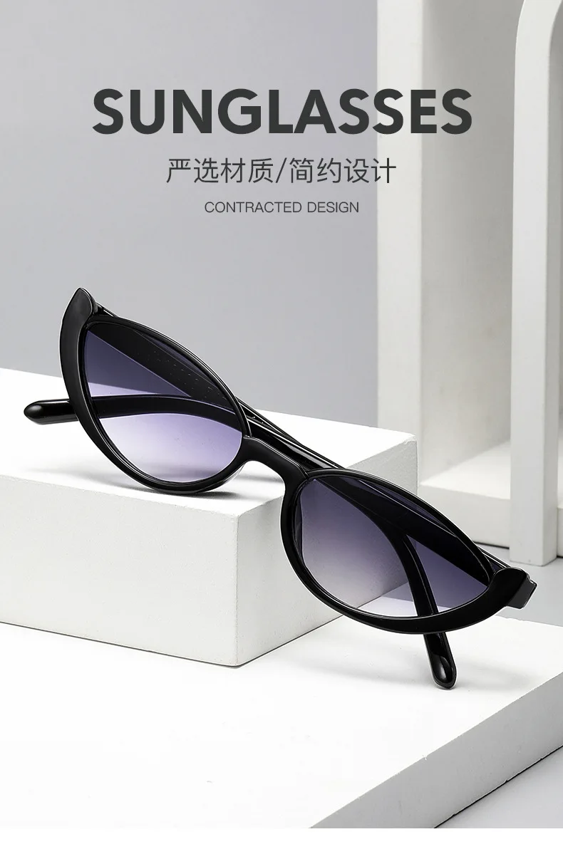 Cat-eye Half Frame Sunglasses Women Hip Hop Y2K Retro Ins Glasses Fashion Trend Small Frame Sunglasses Women