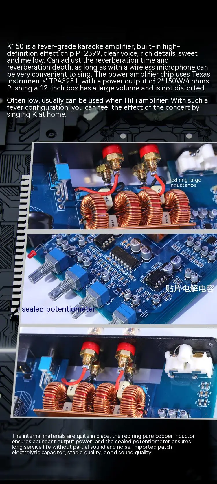 Vire Home Theater Amplifiers 2 Channel 300w Hifi Stereo Speaker Amp