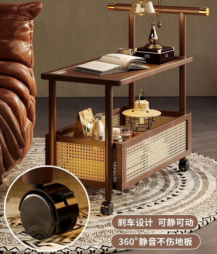 Bamboo Table Trolley Removable Storage Sofa Side Corner Coffee Table ...